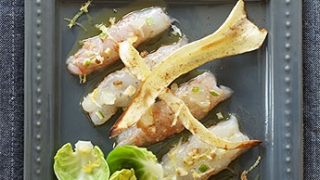 Carpaccio de langoustines au wasabi, moutarde de crémone